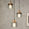 Hængelampe Edison i sort/kobber, 3 lyskilder, rund