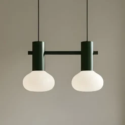 Hængelampe Flo, grøn, 2 lyskilder, glas