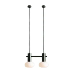 Hængelampe Flo, grøn, 2 lyskilder, glas