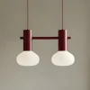 Hængelampe Flo, rød, 2 lyskilder, glas