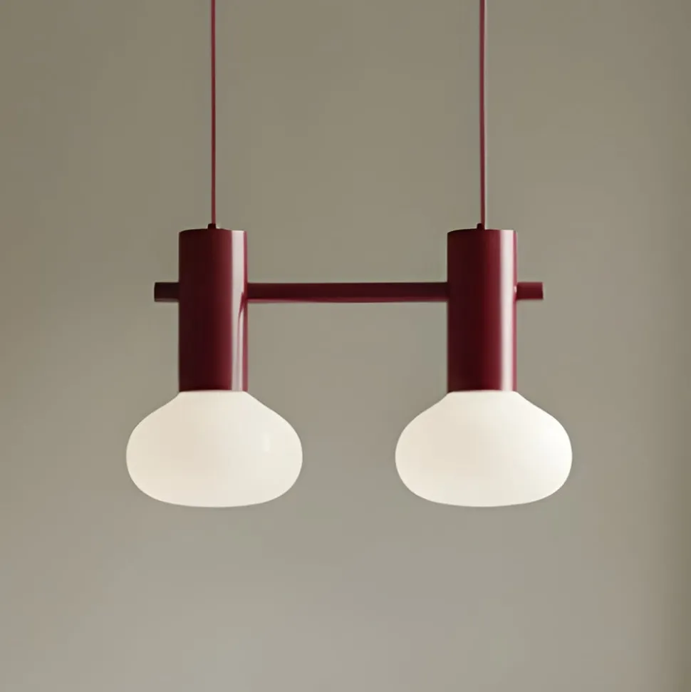 Hængelampe Flo, rød, 2 lyskilder, glas