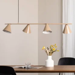 Hængelampe Form 4, beige, metal, 4 lyskilder, kegle, E27