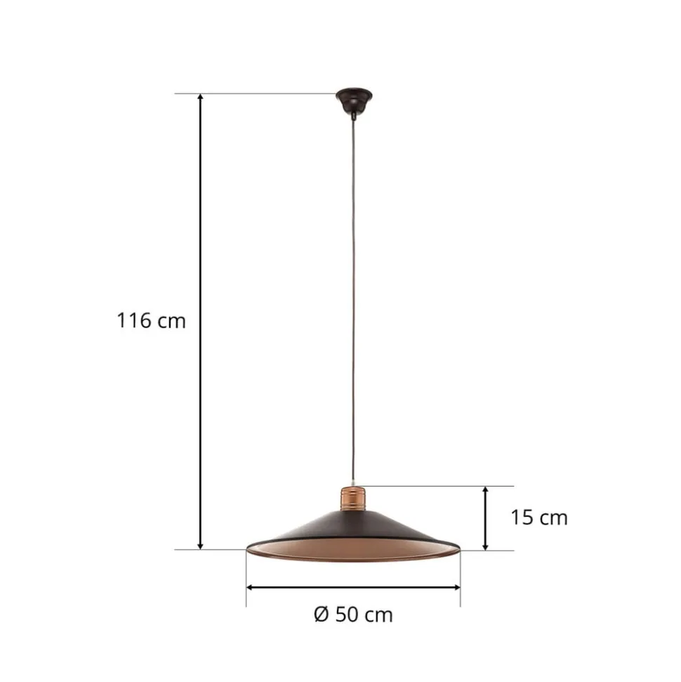 Hængelampe Garret I i mørkebrun/kobber Ø 50 cm