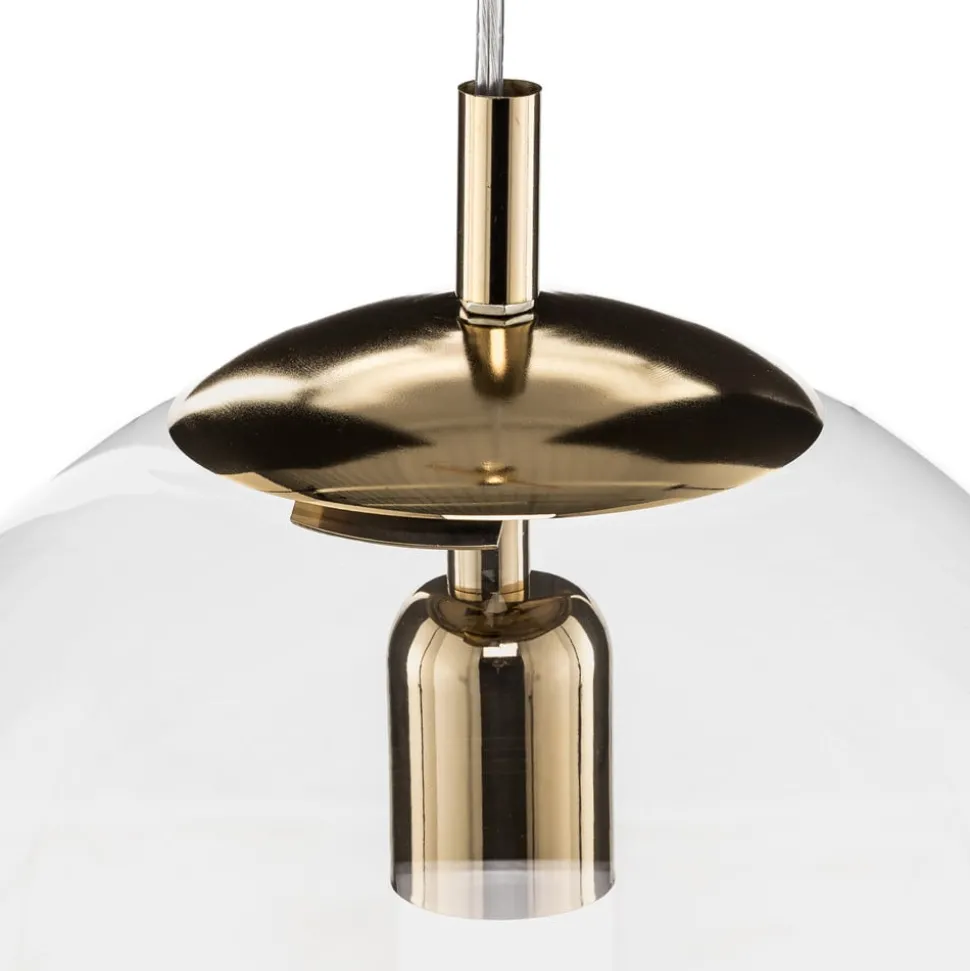 Hængelampe 562, glas klar, kappe/baldakin guld