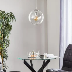 Hængelampe 562, glas klar, kappe/baldakin krom