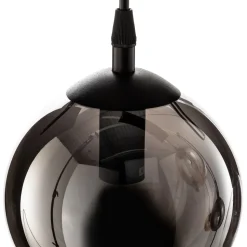Hængelampe Glassy, 6 lyskilder, grafit/amber/klar, glas, 75 cm