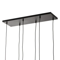 Hængelampe Glassy, 6 lyskilder, grafit/amber/klar, glas, 75 cm