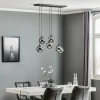 Hængelampe Glassy, 6 lyskilder, sort, grafit, glas, 75 cm