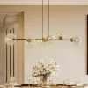 Hængelampe Glassy, 6 lyskilder, sort, klar, glas, 110 cm