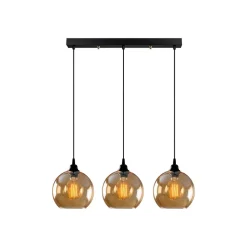 Hængelampe guld 022 3 lyskilder lineært glas Ø20cm