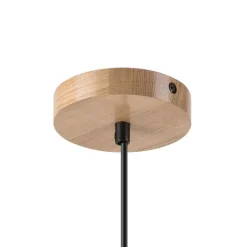Hængelampe Harmony, Ø 14 cm, hvid/eg, glas/træ