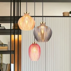 Hængelampe Jessica, Ø 45 cm, farverig, 3 lyskilder, glas