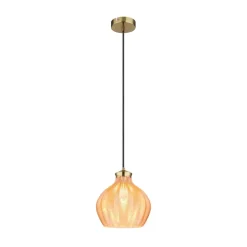 Hængelampe Jessica, Ø 22 cm, ravfarvet, glas