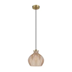 Hængelampe Jessica, Ø 22 cm, ravfarvet, glas