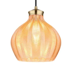 Hængelampe Jessica, Ø 22 cm, ravfarvet, glas