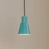 Hængelampe Konikkem, turkis, metal, Ø 14 cm, E27