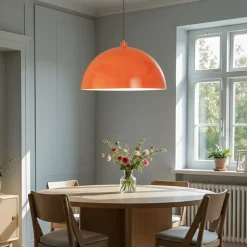 Hængelampe Kure, orange, metal, Ø 60 cm, E27