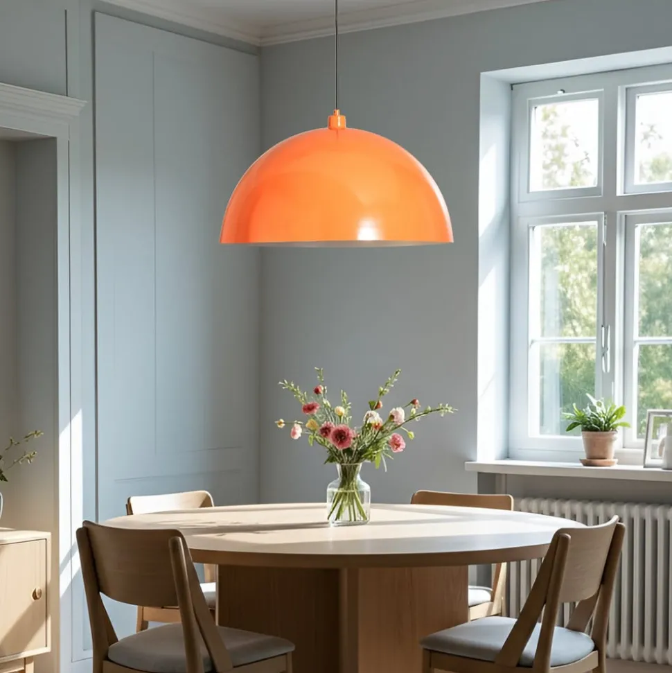 Hængelampe Kure, orange, metal, Ø 60 cm, E27
