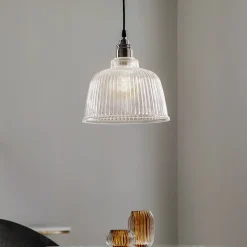 Hængelampe Leana, glas klar, 1 lyskilde, krom