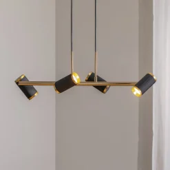 Hængelampe Lume sort/guld antik længde 66 cm 4 lyskilder metal