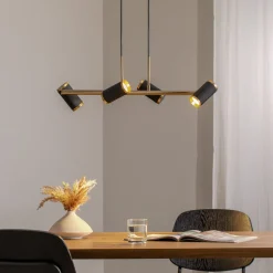 Hængelampe Lume sort/guld antik længde 66 cm 4 lyskilder metal