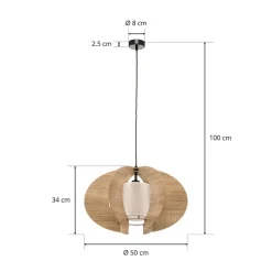 Hængelampe Modern C M med trælameller Ø 50 cm