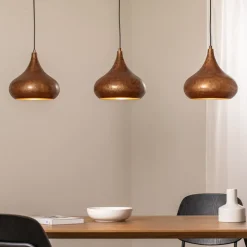 Hængelampe Muba, gammel messing, længde 120 cm, metal