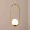 Hængelampe Mudoni, guld/hvid, glas, metal, E27