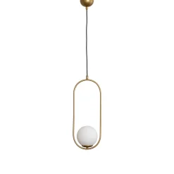 Hængelampe Mudoni, guld/hvid, glas, metal, E27