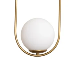 Hængelampe Mudoni, guld/hvid, glas, metal, E27