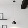 Hængelampe Noak, sort/naturtræ, Ø 17 cm