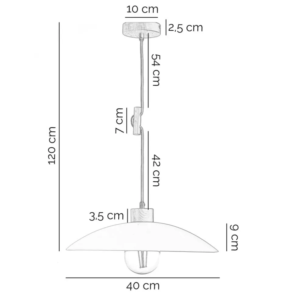 Hængelampe OHANA, opalglas, egetræ, Ø 40 cm, E27