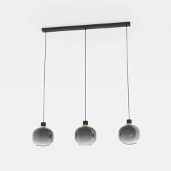 Hængelampe Oilella, sort-grå, længde 95 cm, glas, 3 lyskilder.