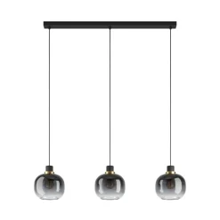 Hængelampe Oilella, sort-grå, længde 95 cm, glas, 3 lyskilder.