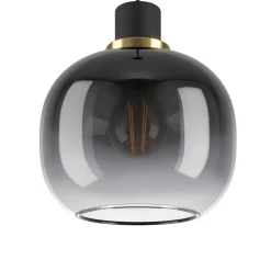 Hængelampe Oilella, sort-grå, længde 95 cm, glas, 3 lyskilder.