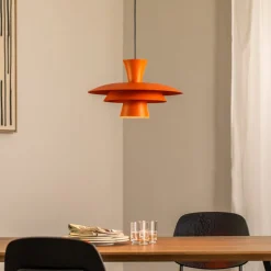 Hængelampe Plato, orange, metal, Ø 38 cm, E27