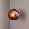 Hængelampe Polaris, spejlet glas, kobber