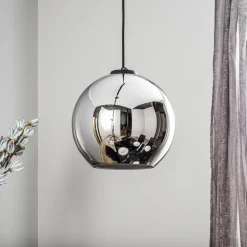 Hængelampe Polaris, spejlglas, krom