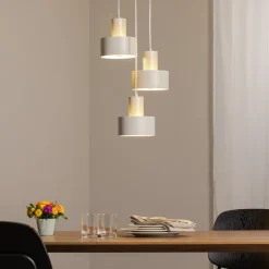Hængelampe Rif 3, taupe, rund, 3 lyskilder, Ø 33 cm, stål