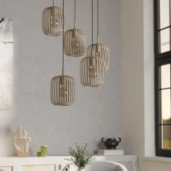 Hængelampe Romazzina, sandfarvet, stål, Ø 50 cm, 5 lyskilder.