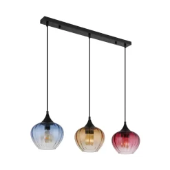Hængelampe Sander, længde 80 cm, farvet, glas, 3 lyskilder.