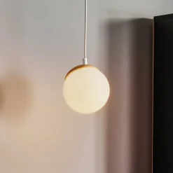 Hængelampe Sfera 1 lyskilde glas/træ lys