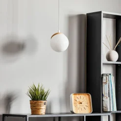 Hængelampe Sfera 1 lyskilde glas/træ lys