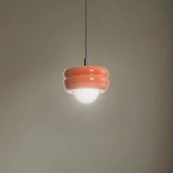 Hængelampe Tina, terrakotta/opal, glas, Ø 19 cm