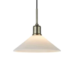Hængelampe Vela, hvid/gammel messing, glas/jern Ø 25 cm stik