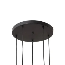 Hængelampe Yildo, 5 lyskilder, rund, sort/guld, Ø43 cm
