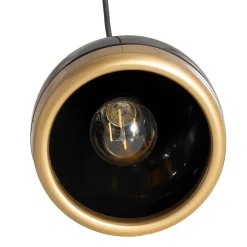 Hængelampe Yildo, 5 lyskilder, rund, sort/guld, Ø43 cm