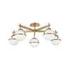 Hollis loftlampe, 5 lyskilder, messing/opal