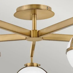 Hollis loftlampe, 5 lyskilder, messing/opal