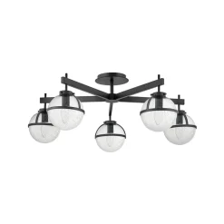 Hollis loftlampe, 5 lyskilder, sort/klar